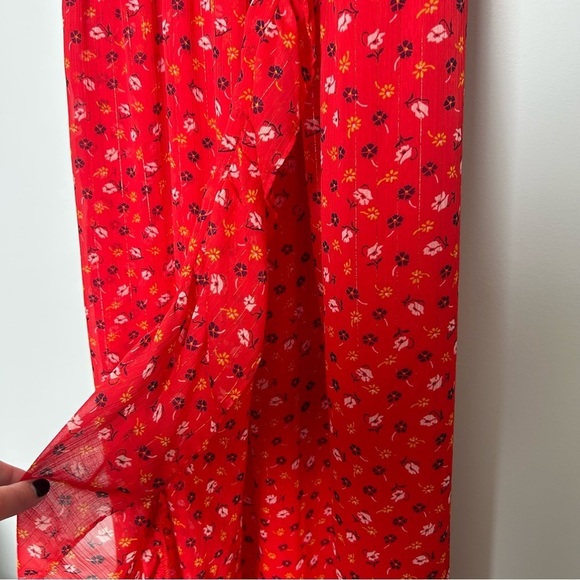 Madewell Red Ruffle Strap Floral Dress in Prarie Posies - Picture 4 of 8